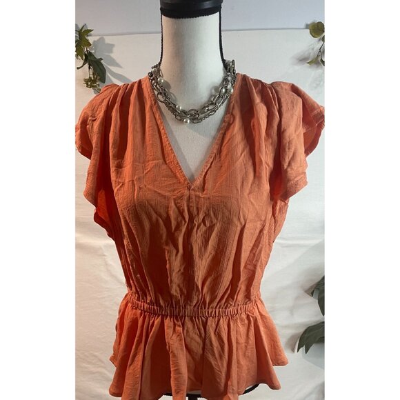 Sam Edelman Women's Sun Baked Binx Top Size M Viscose & Nylon Orange - Picture 7 of 16